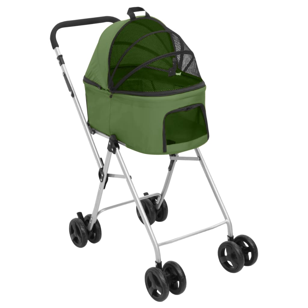 Poussette pliable pour 2 chiens, verte, 83 x 48 x 97 cm, tissu Oxford