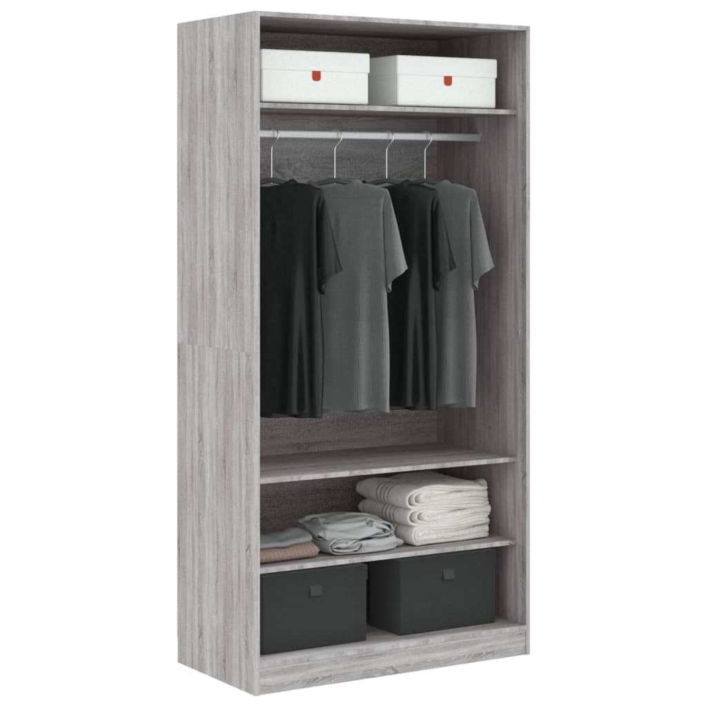 Wardrobe Grey Sonoma 100x50x200 cm Wood Material