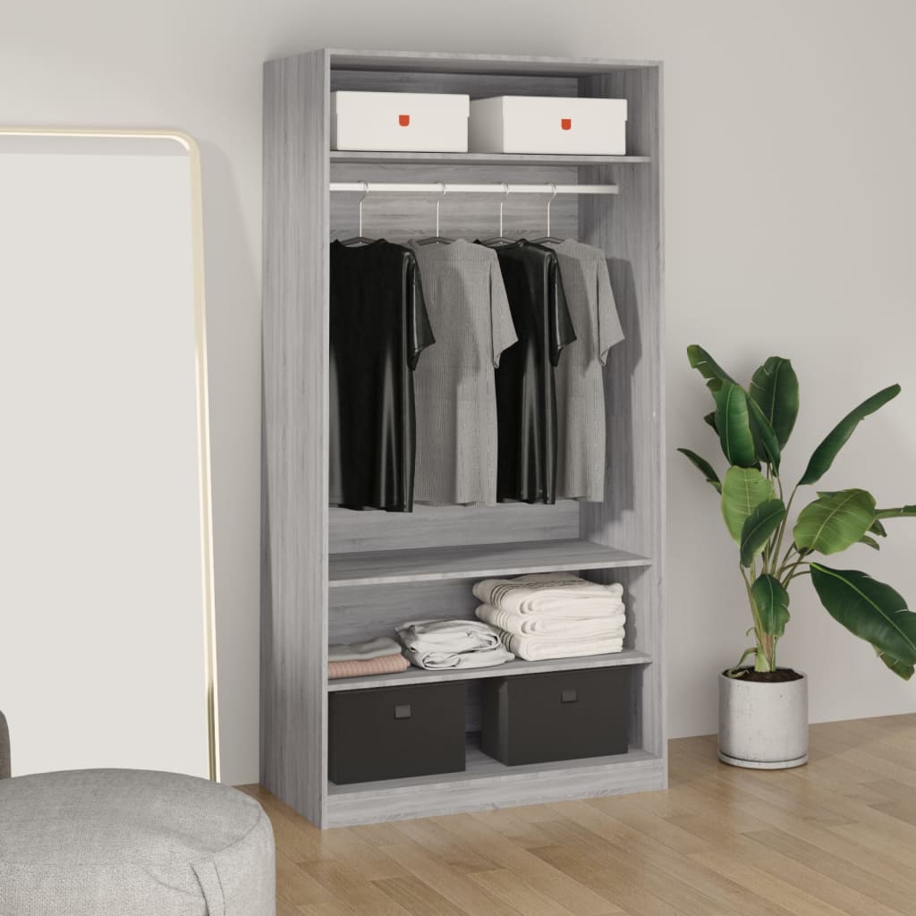 Wardrobe Grey Sonoma 100x50x200 cm Wood Material