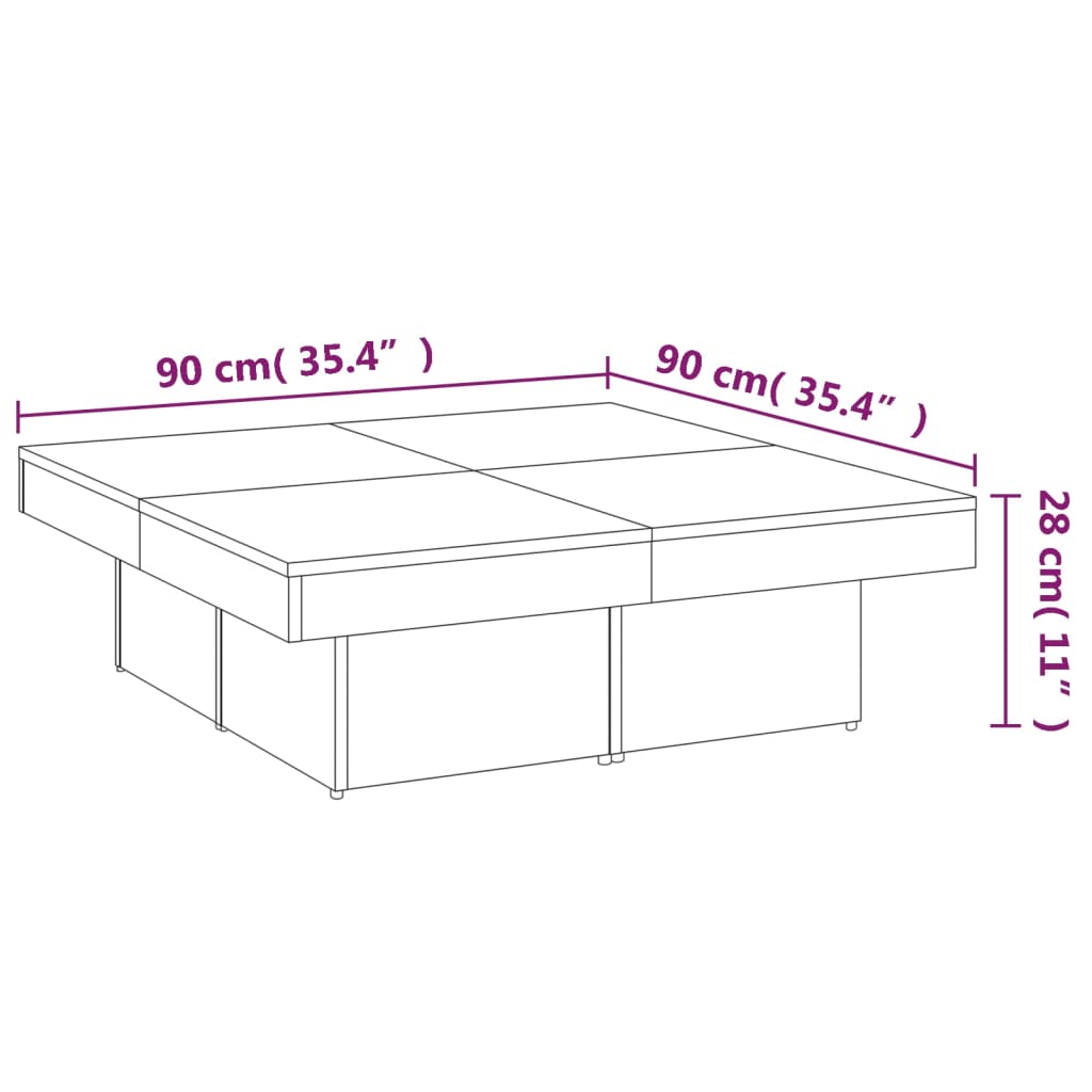 Coffee table smoked oak 90x90x28 cm wood material