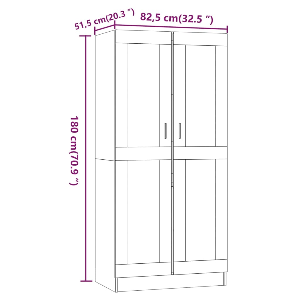 Kleiderschrank Braun Eichen-Optik 82,5x51,5x180cm Holzwerkstoff
