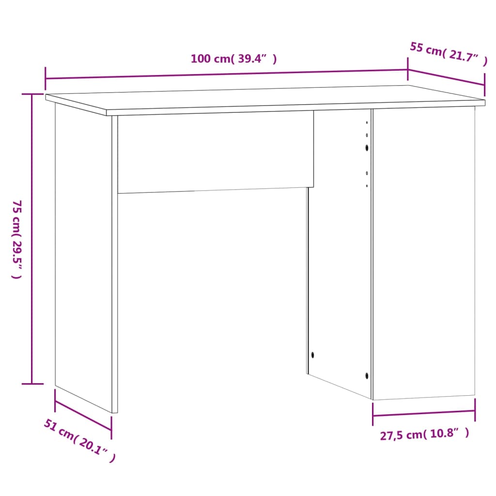 Desk Concrete Grey 100x55x75 cm Wood Material