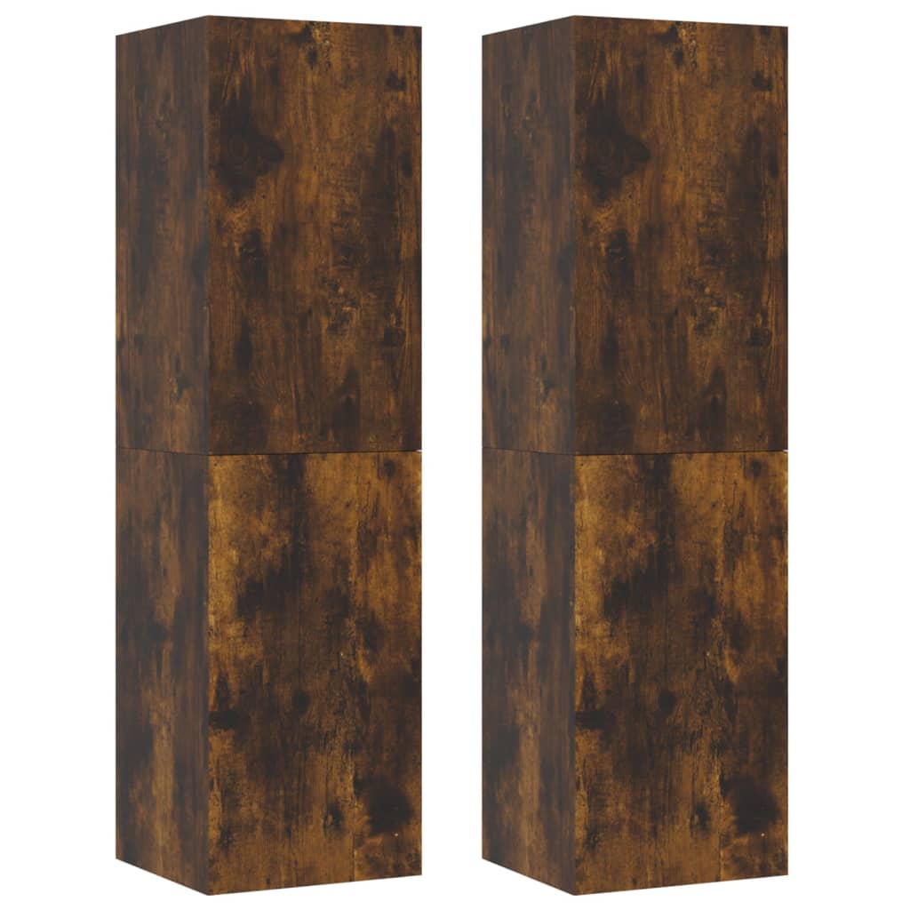 Meubles muraux TV 2 pièces chêne fumé 30,5x30x110 cm
