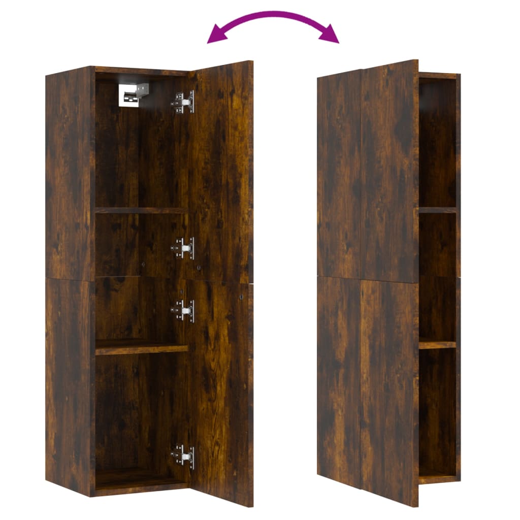 Meubles muraux TV 2 pièces chêne fumé 30,5x30x110 cm