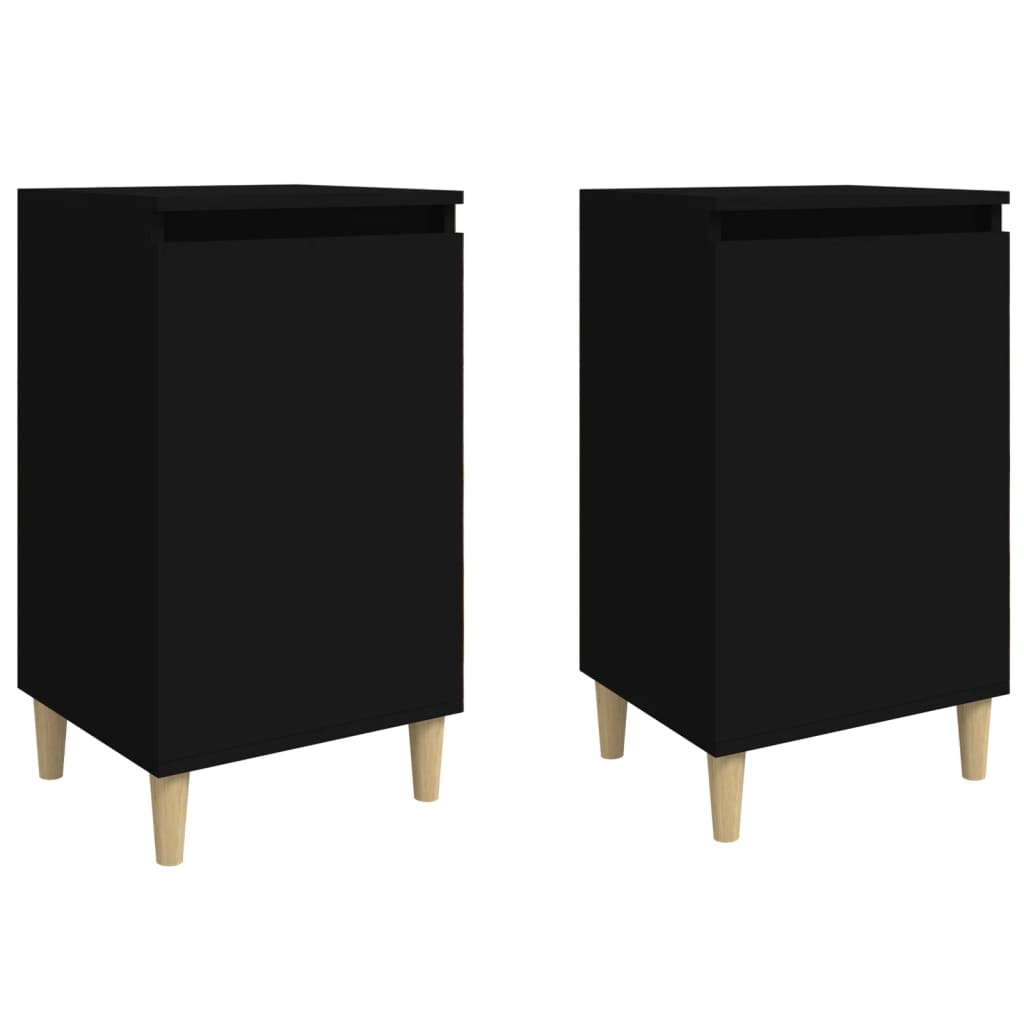 Tables de chevet 2 pcs. Noir 40x35x70 cm en bois