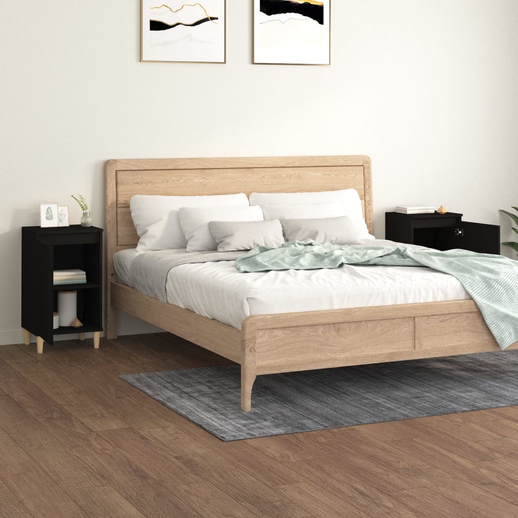 Tables de chevet 2 pcs. Noir 40x35x70 cm en bois