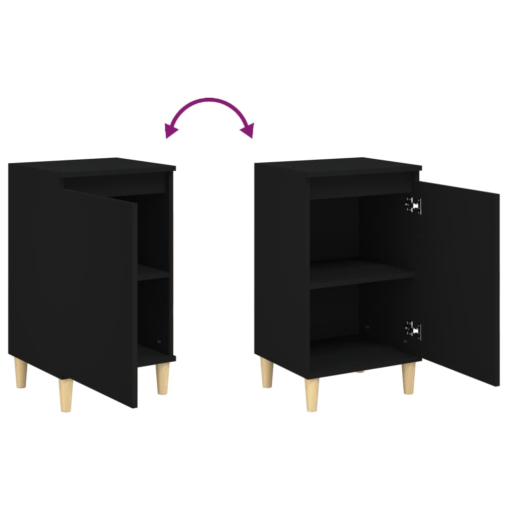 Tables de chevet 2 pcs. Noir 40x35x70 cm en bois