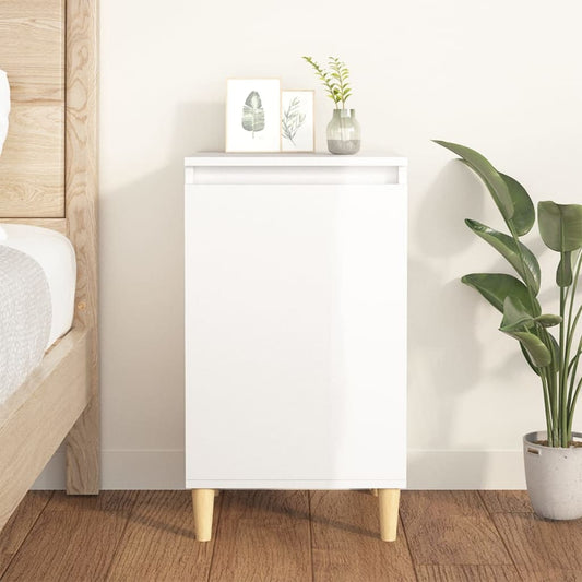 Bedside table high gloss white 40x35x70 cm wood material