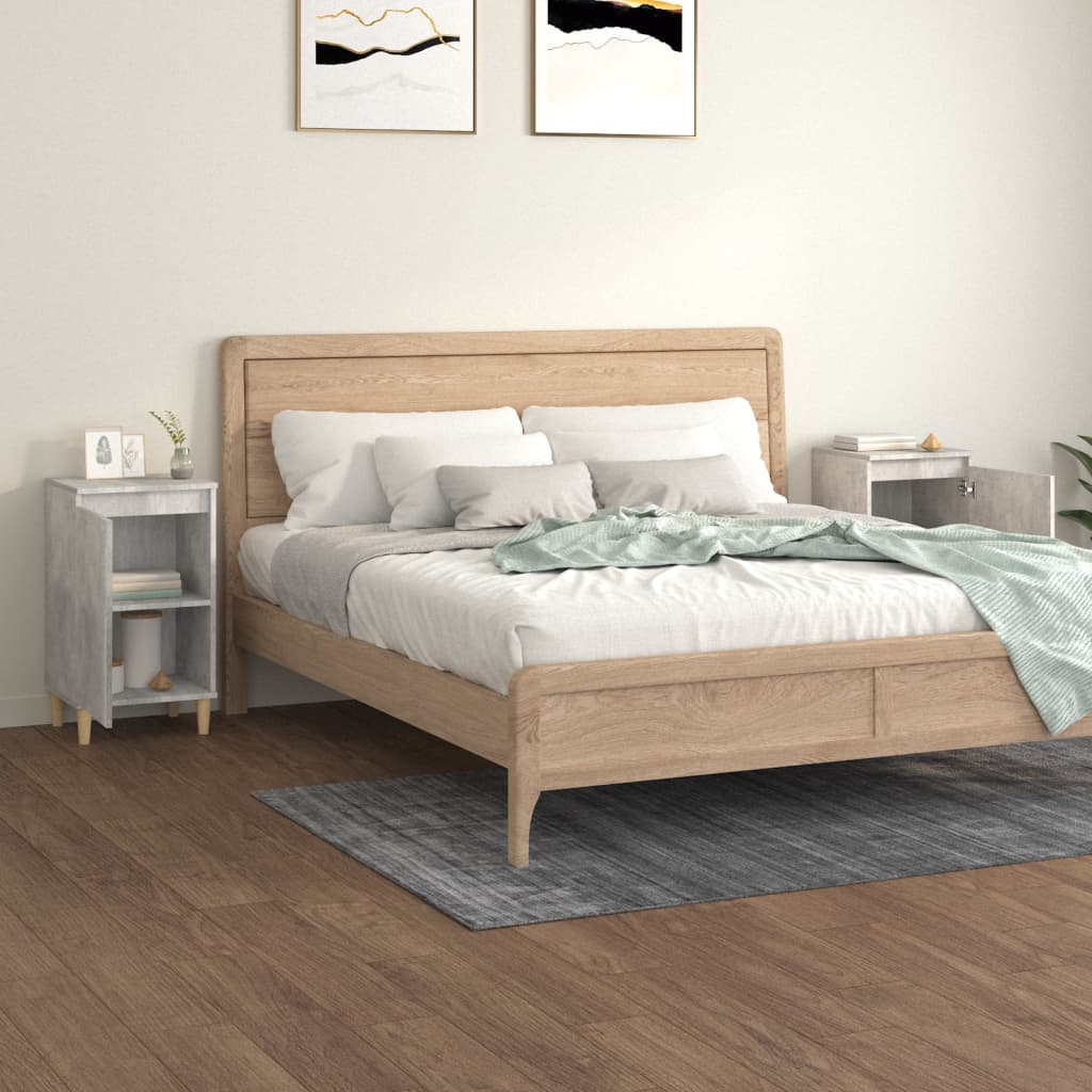 Bedside tables 2 pcs. Concrete grey 40x35x70 cm wood material