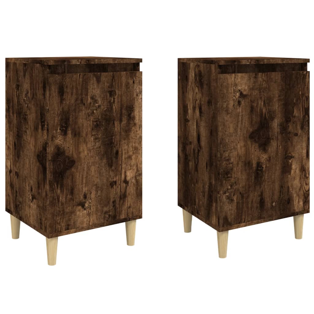 Tables de chevet 2 pcs. chêne fumé 40x35x70 cm matériau bois