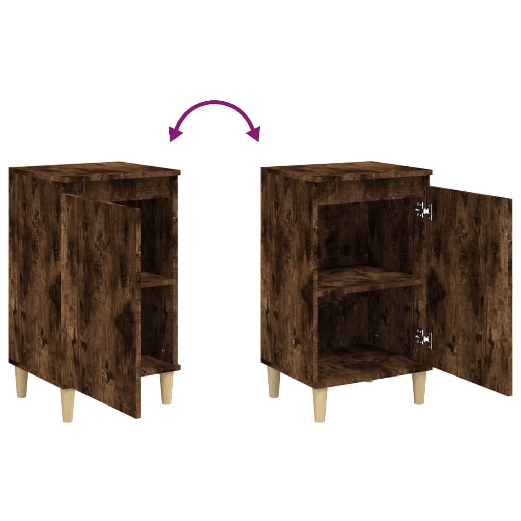 Tables de chevet 2 pcs. chêne fumé 40x35x70 cm matériau bois