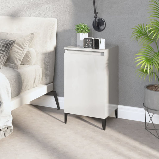 Bedside table high gloss white 40x35x70 cm wood material