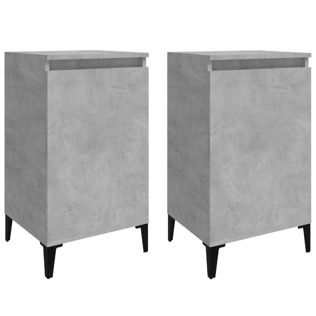 Bedside tables 2 pcs. Concrete grey 40x35x70 cm wood material