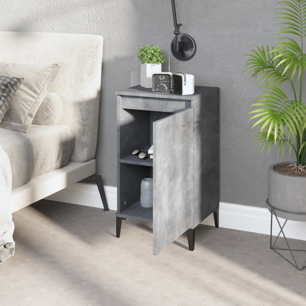 Bedside tables 2 pcs. Concrete grey 40x35x70 cm wood material