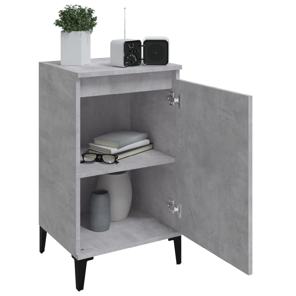 Bedside tables 2 pcs. Concrete grey 40x35x70 cm wood material