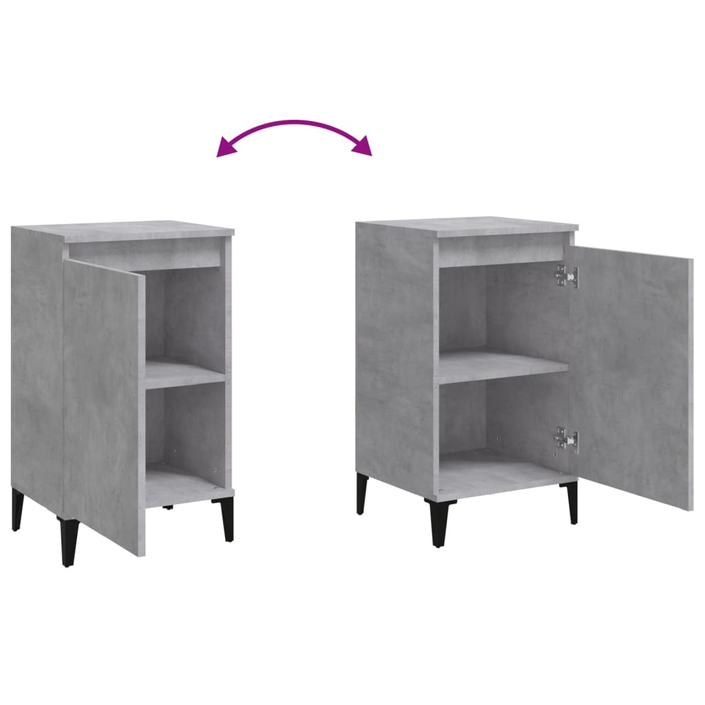 Bedside tables 2 pcs. Concrete grey 40x35x70 cm wood material