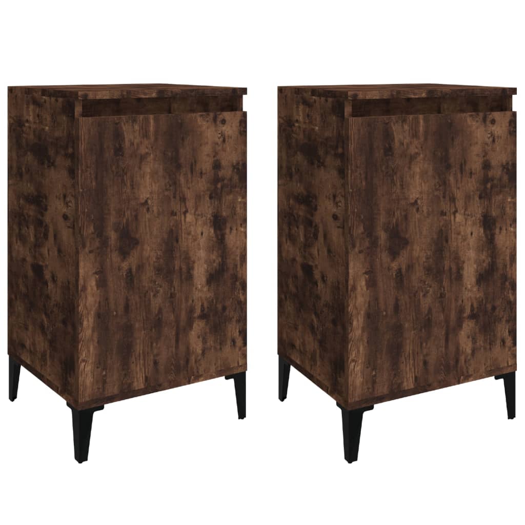 Tables de chevet 2 pcs. chêne fumé 40x35x70 cm matériau bois