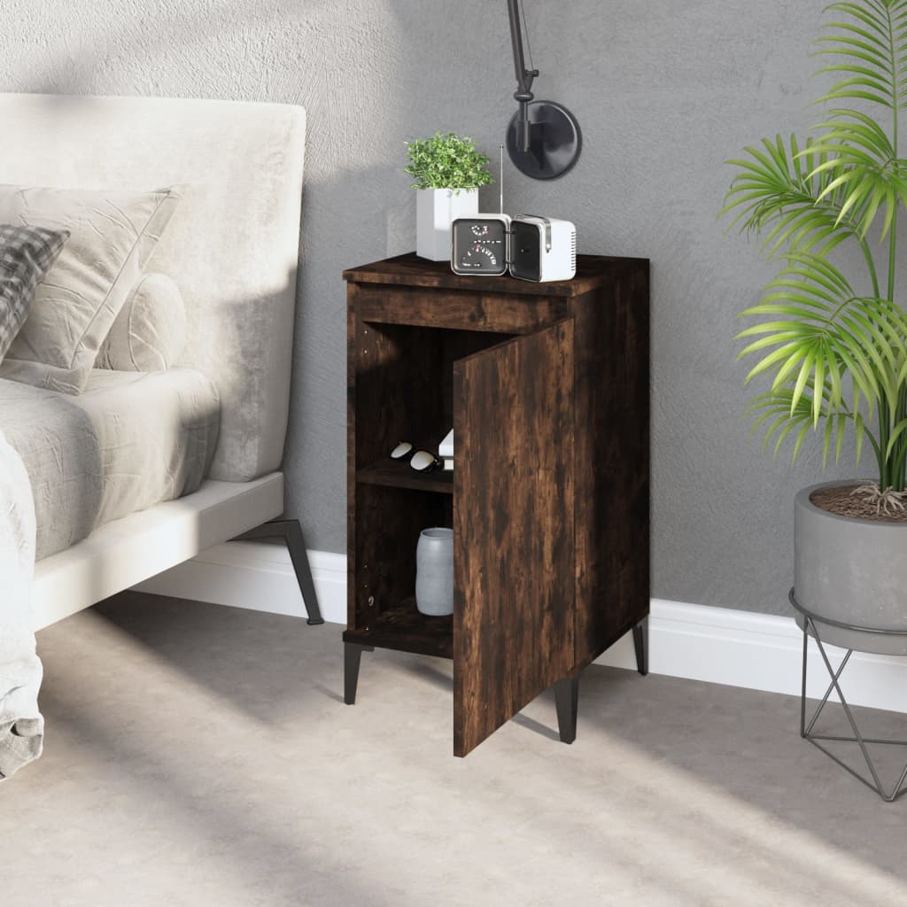 Tables de chevet 2 pcs. chêne fumé 40x35x70 cm matériau bois