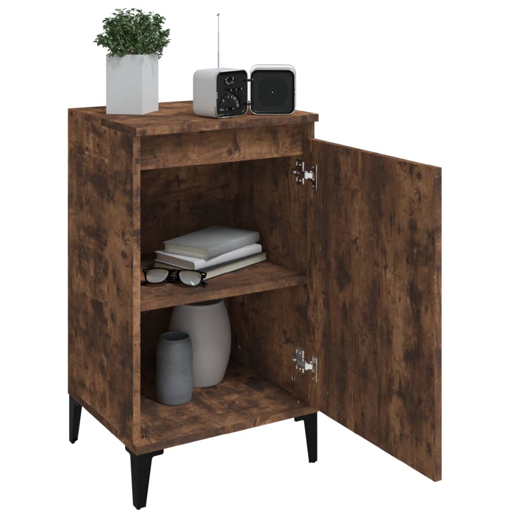 Tables de chevet 2 pcs. chêne fumé 40x35x70 cm matériau bois