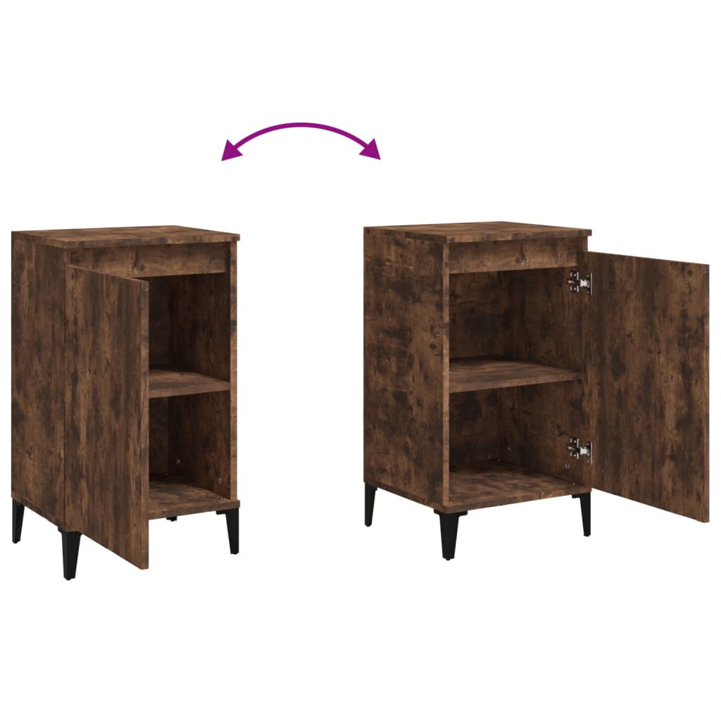 Tables de chevet 2 pcs. chêne fumé 40x35x70 cm matériau bois