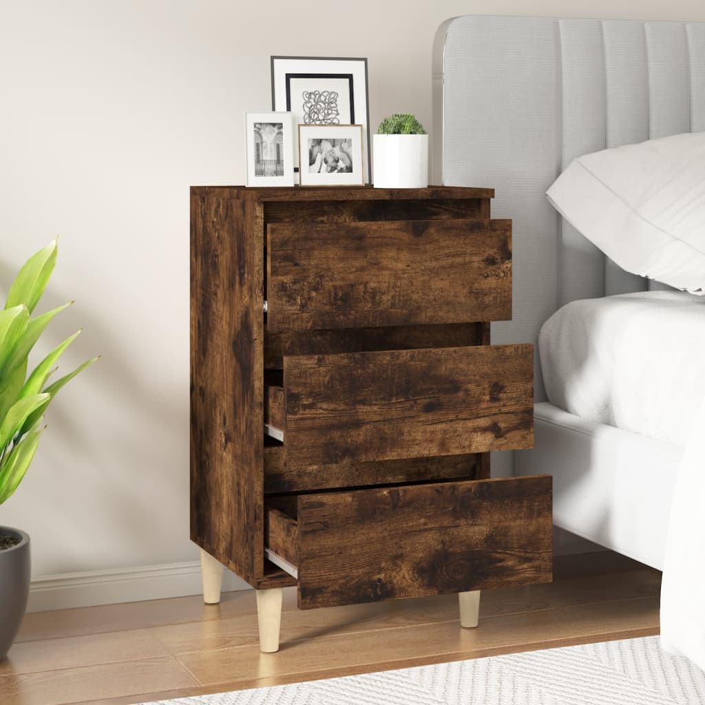 Bedside table smoked oak 40x35x70 cm wood material