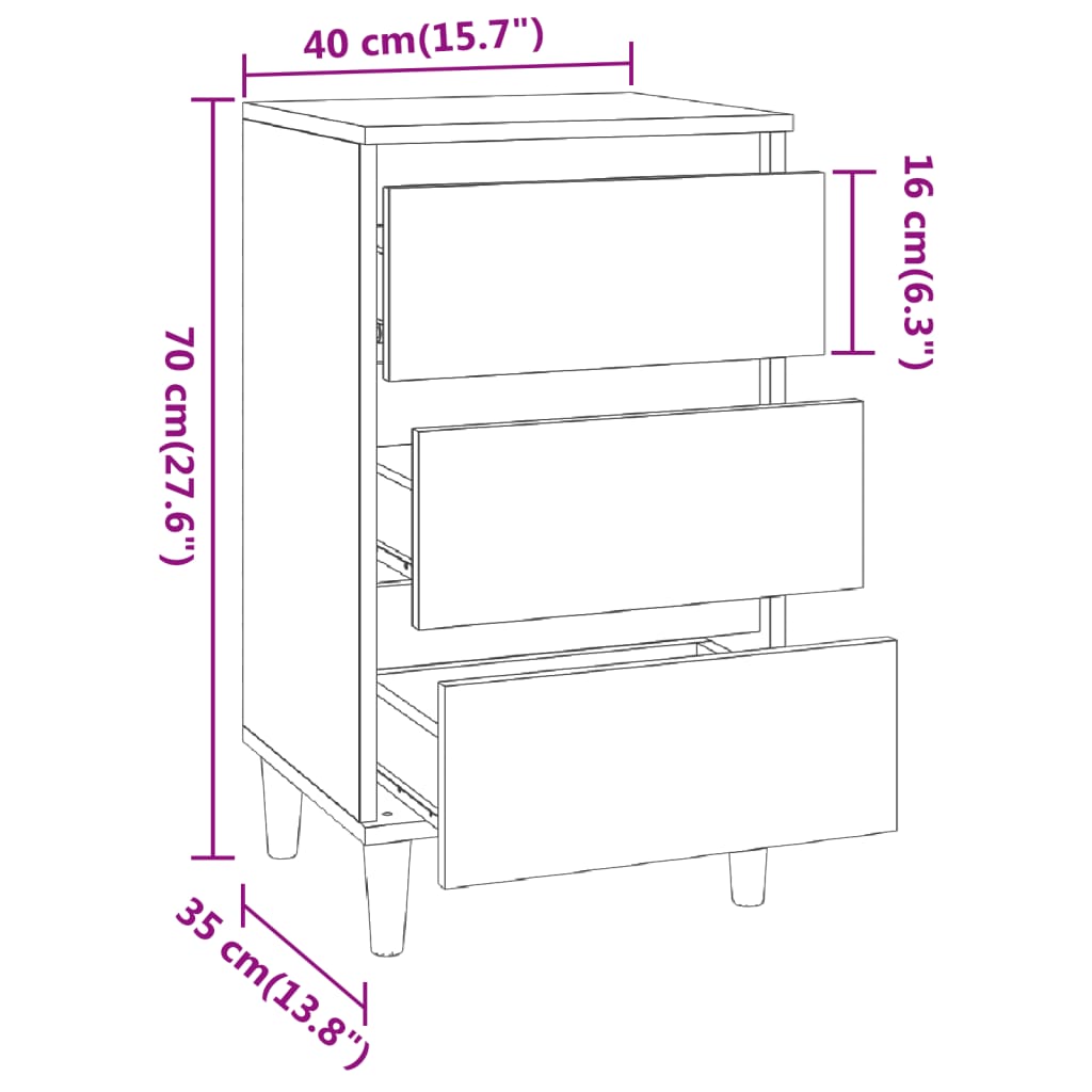 Bedside table smoked oak 40x35x70 cm wood material