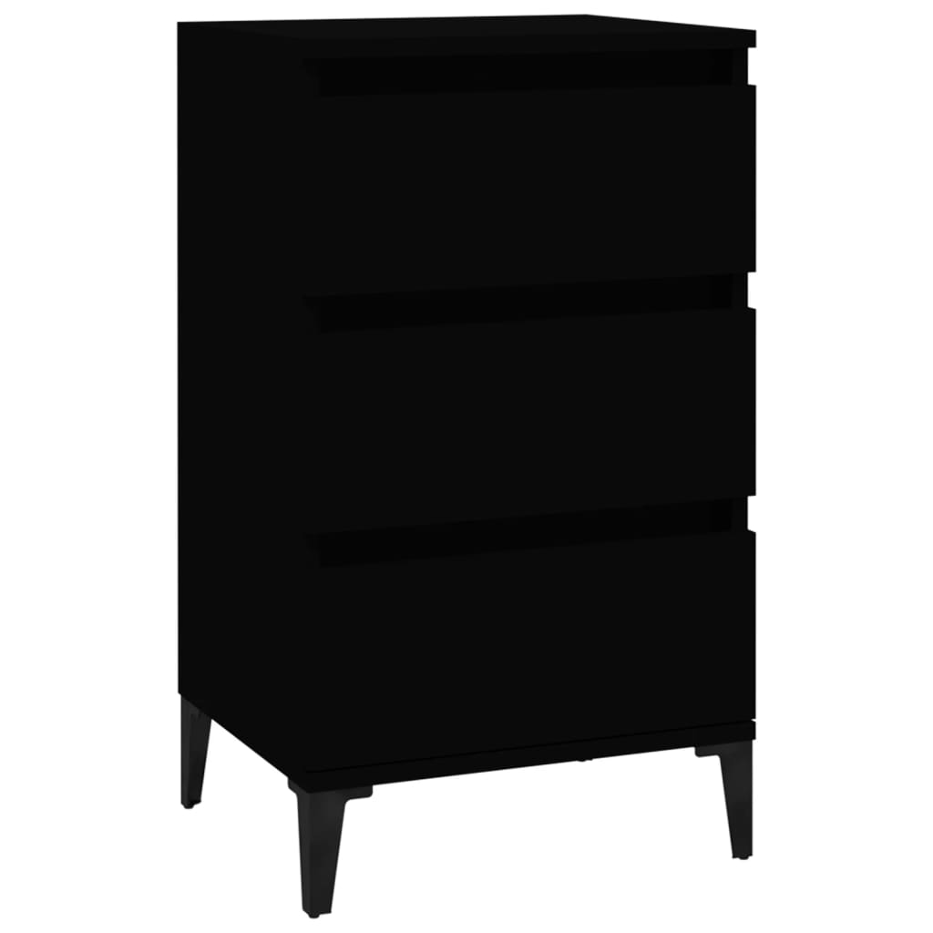 Bedside Table Black 40x35x70 cm Wood Material