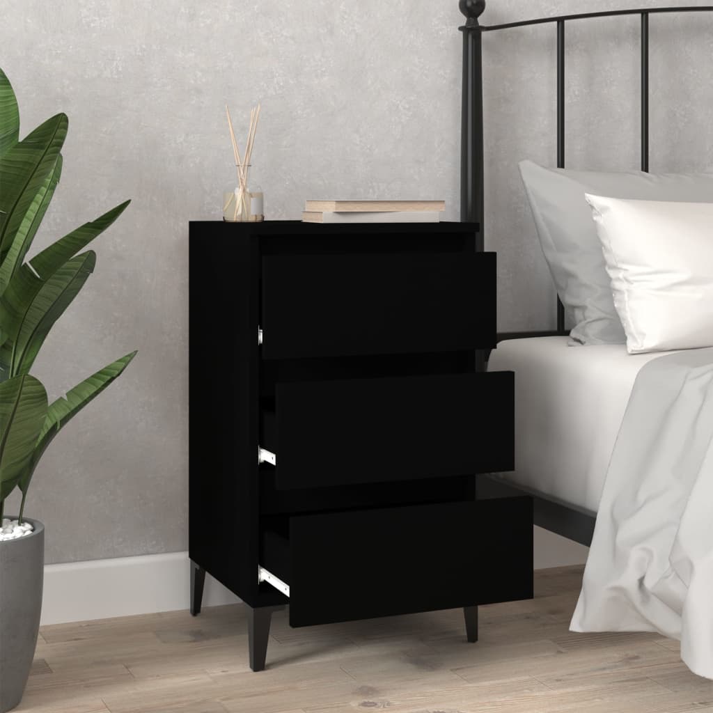 Bedside Table Black 40x35x70 cm Wood Material