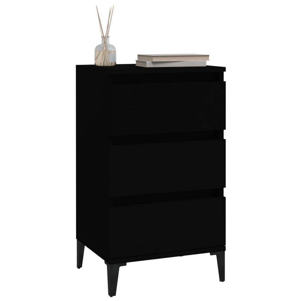 Bedside Table Black 40x35x70 cm Wood Material
