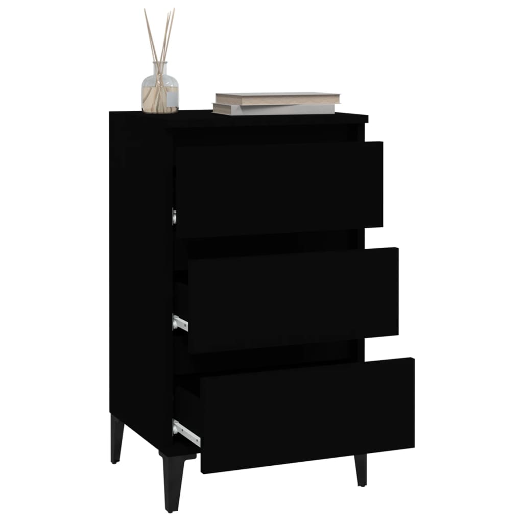 Bedside Table Black 40x35x70 cm Wood Material