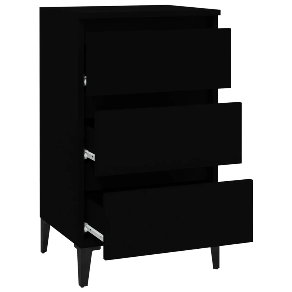 Bedside Table Black 40x35x70 cm Wood Material