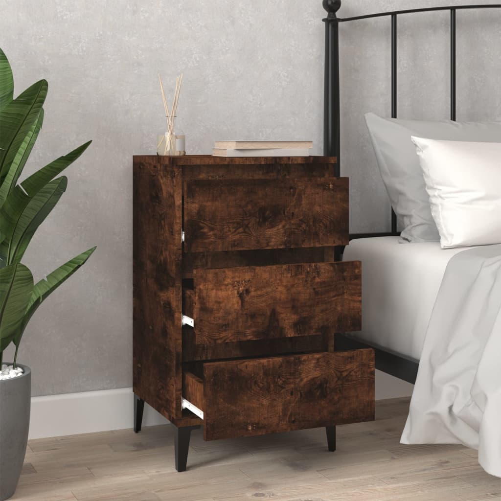 Bedside table smoked oak 40x35x70 cm wood material