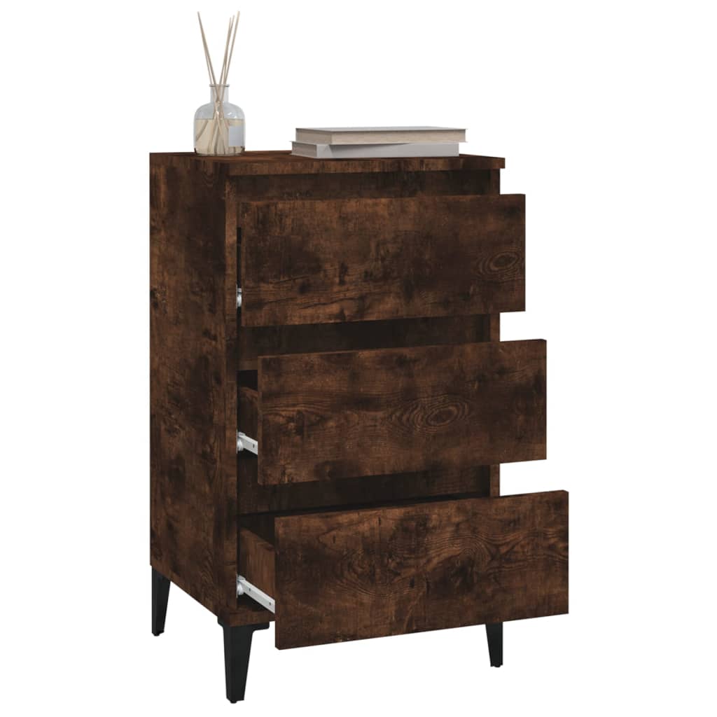 Bedside table smoked oak 40x35x70 cm wood material