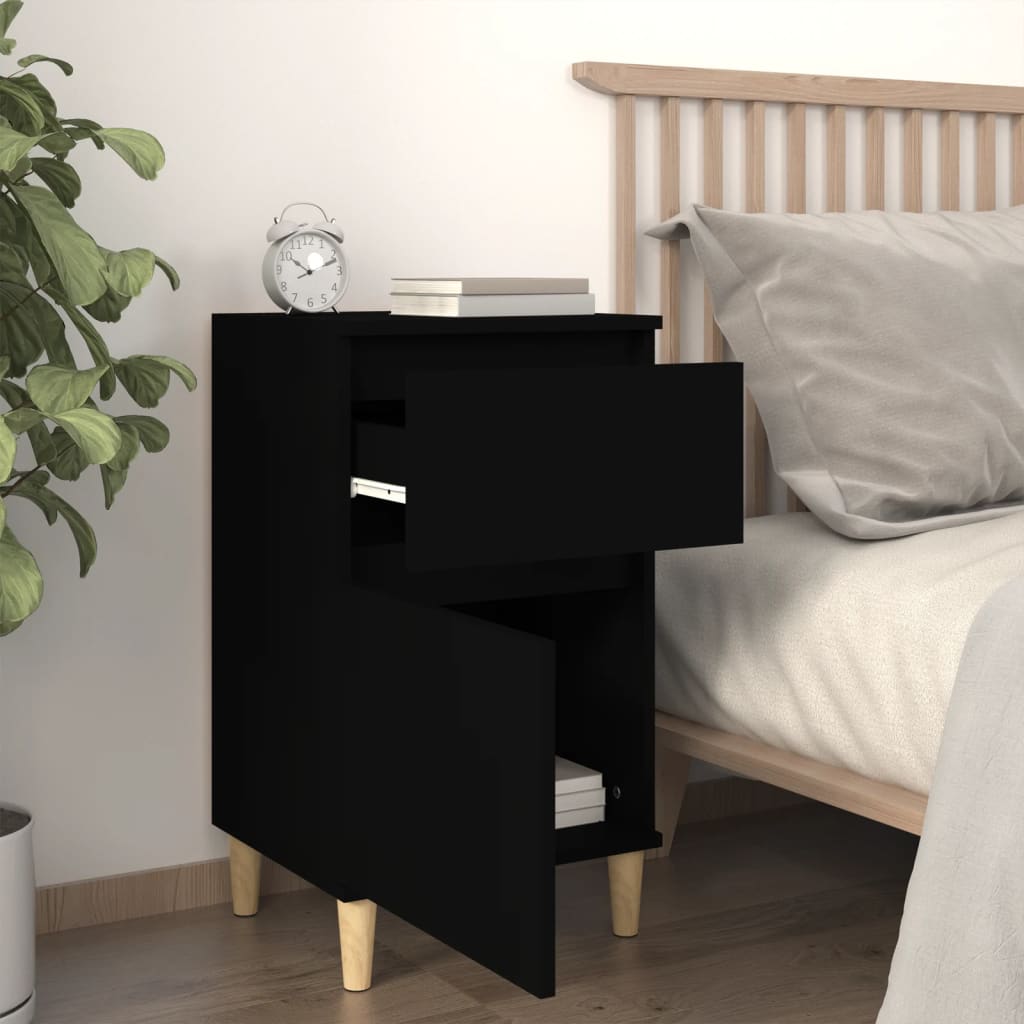 Bedside Table Black 40x35x70 cm