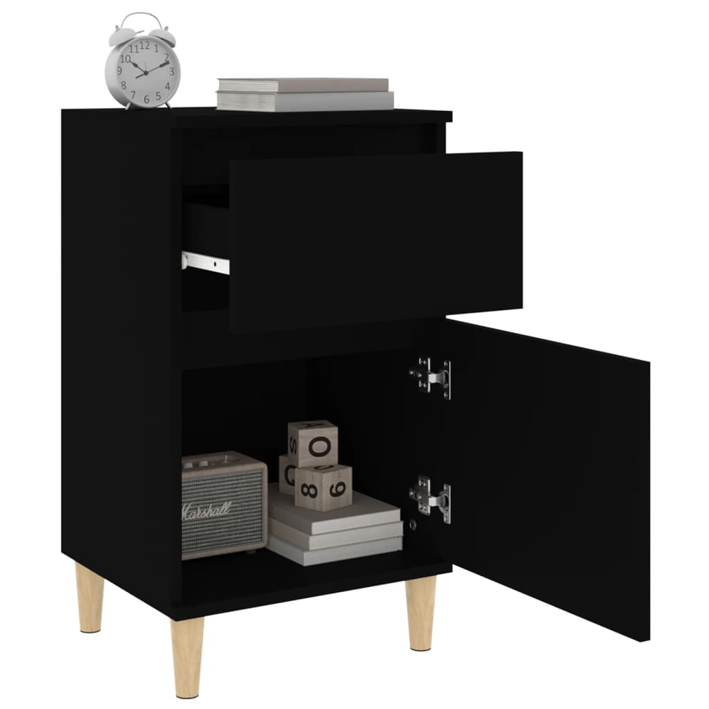 Bedside Table Black 40x35x70 cm