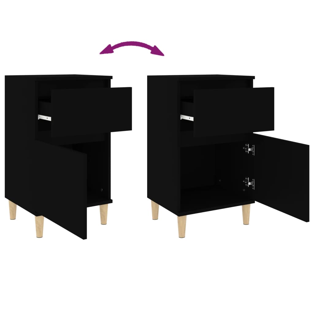 Bedside Table Black 40x35x70 cm