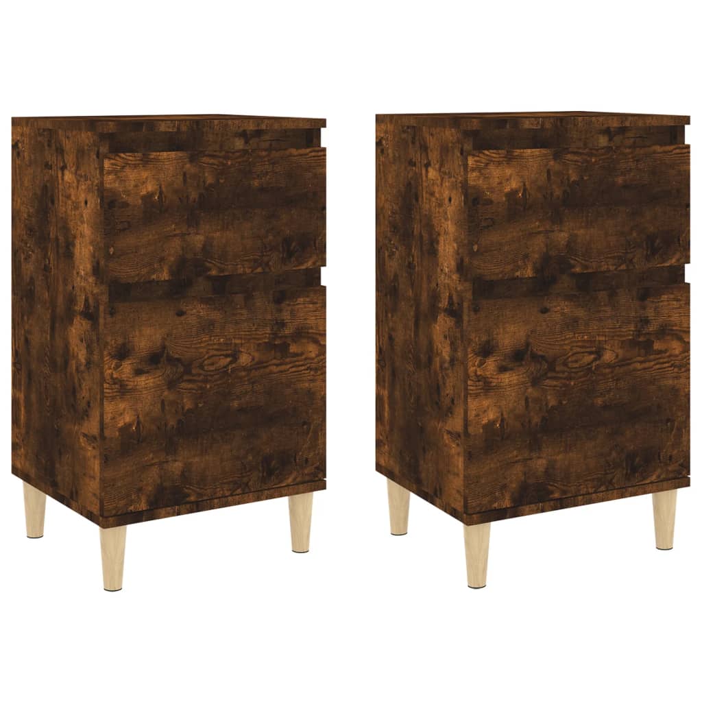 Tables de chevet 2 pcs. chêne fumé 40x35x70 cm