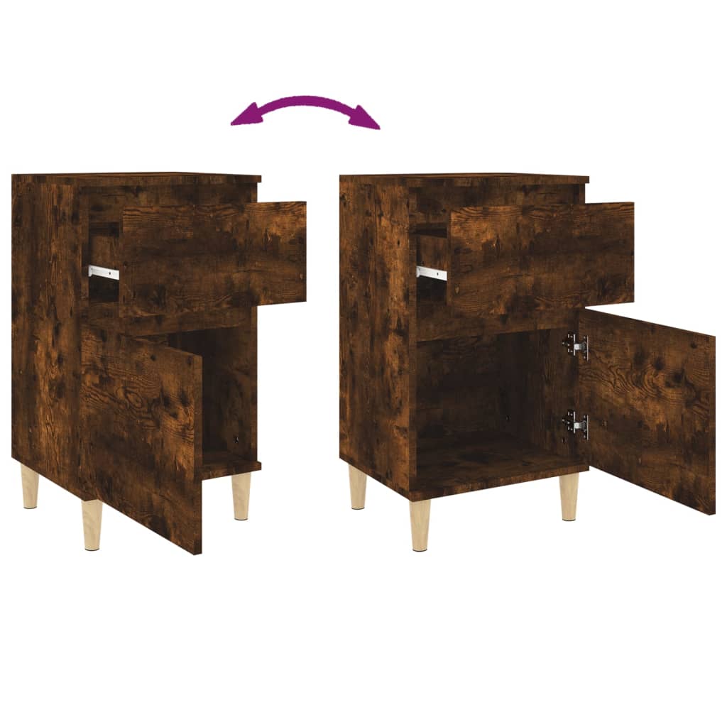 Tables de chevet 2 pcs. chêne fumé 40x35x70 cm