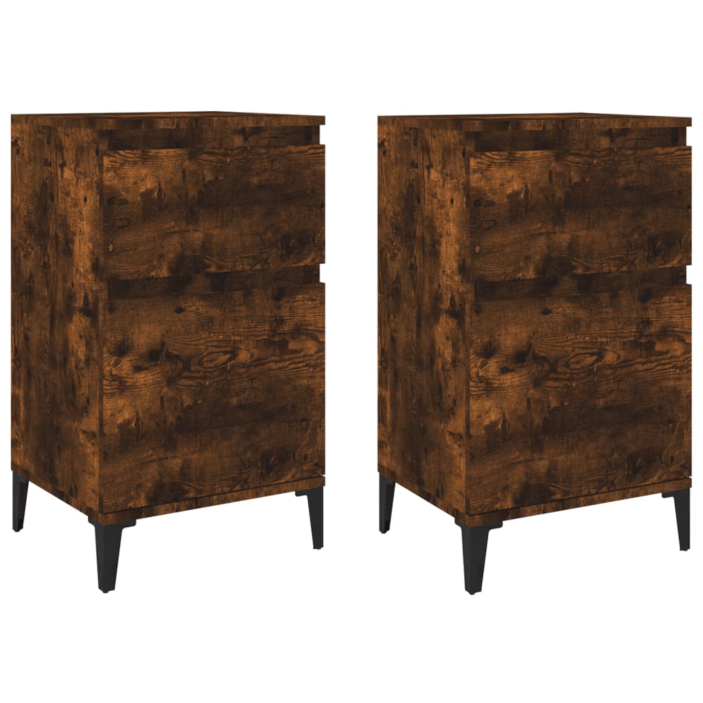 Tables de chevet 2 pcs. chêne fumé 40x35x70 cm