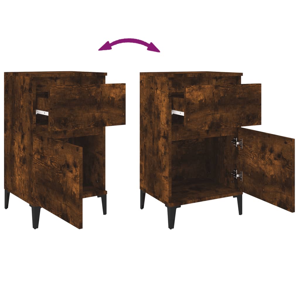 Tables de chevet 2 pcs. chêne fumé 40x35x70 cm