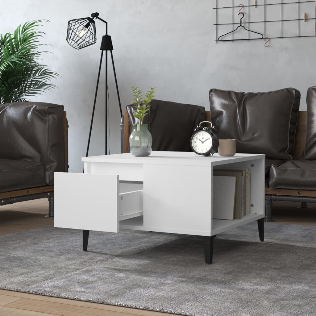 Coffee Table White 55x55x36.5 cm Wood Material