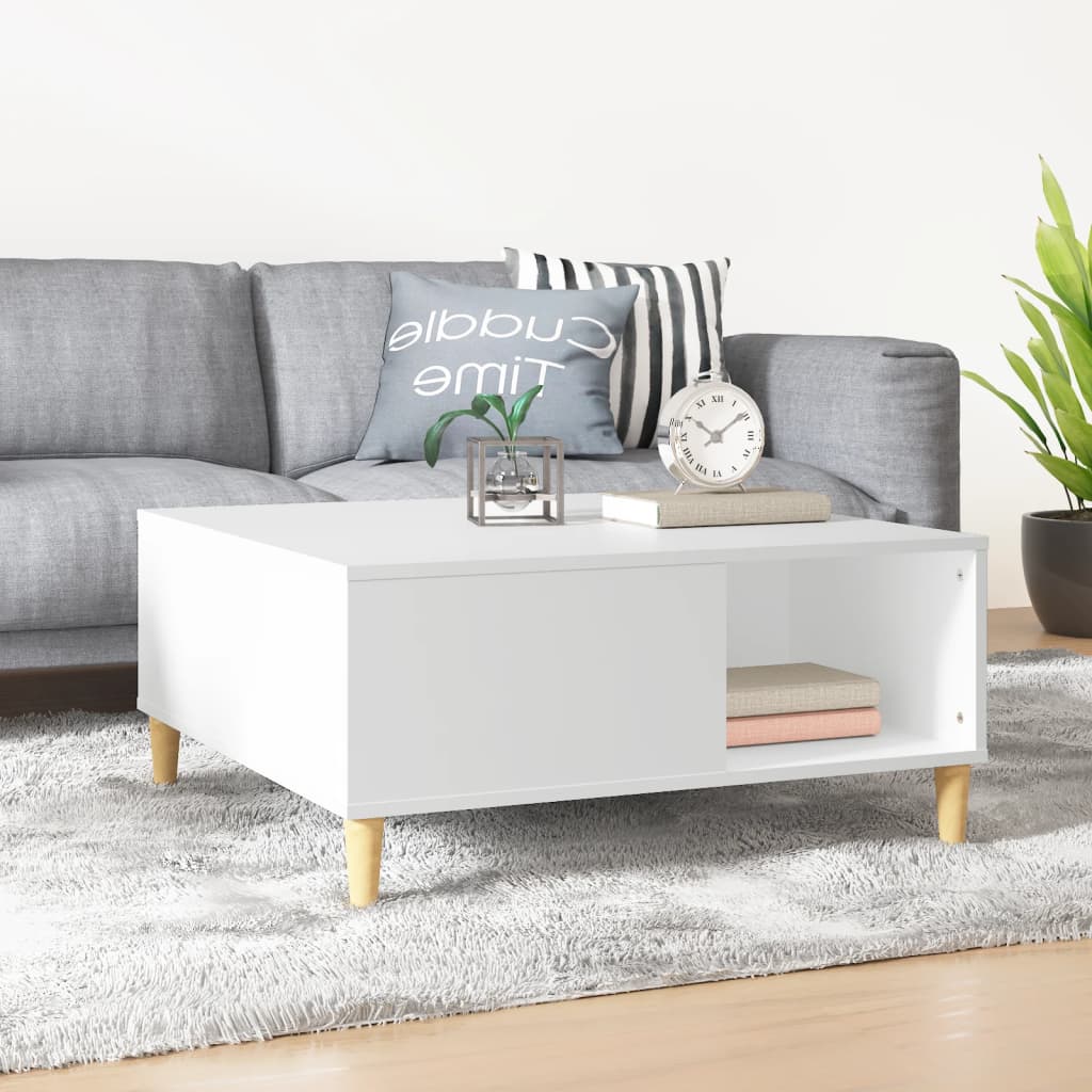 Table basse blanche 80x80x36,5 cm en bois