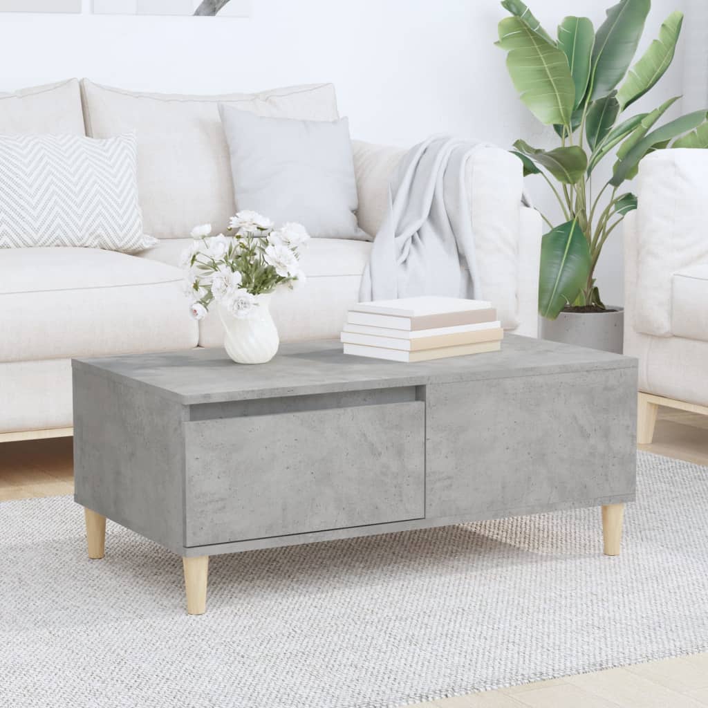 Table basse gris béton 90x50x36,5 cm en bois