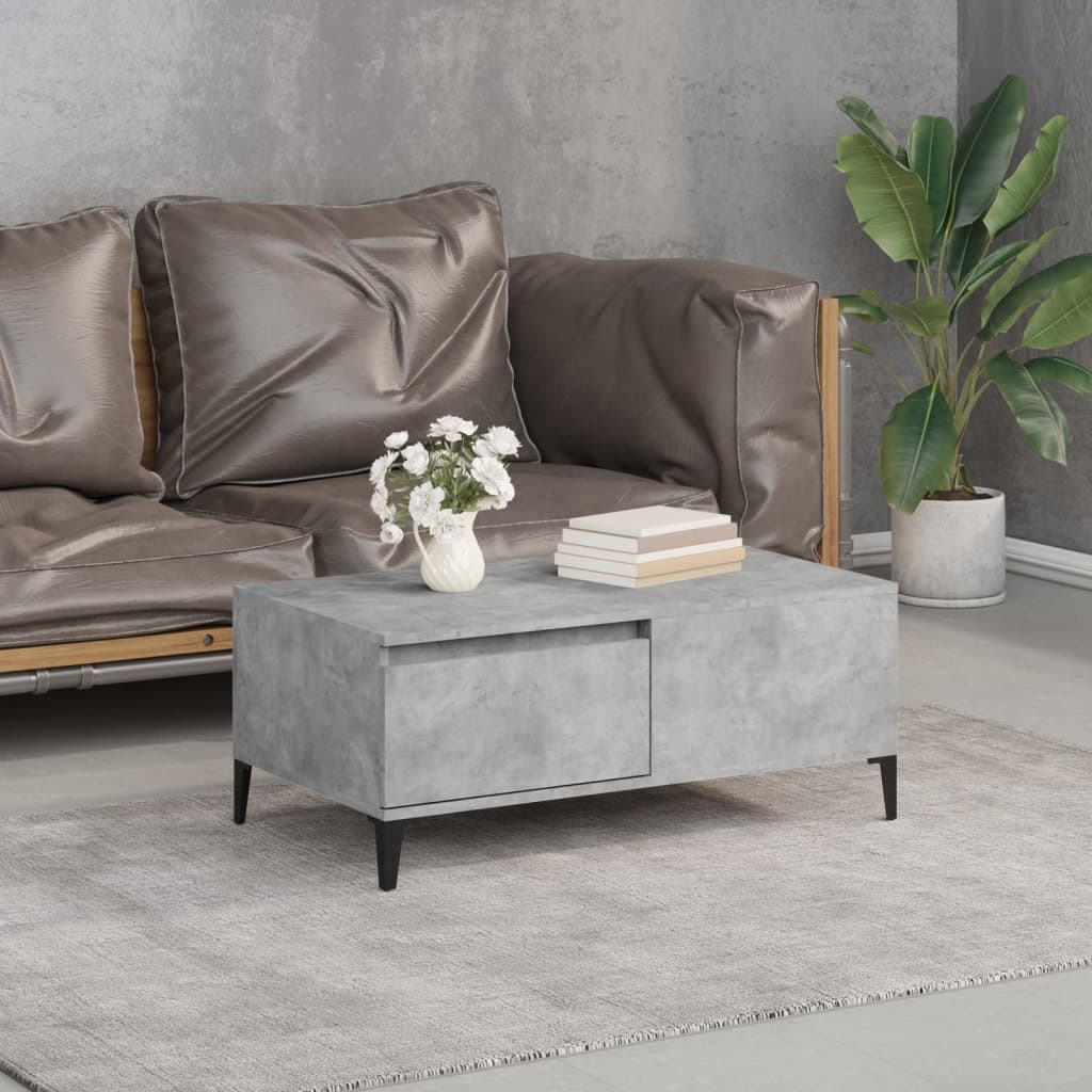 Table basse gris béton 90x50x36,5 cm en bois