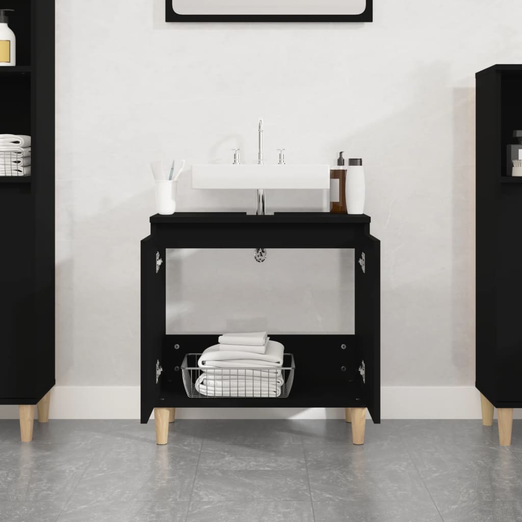 Washbasin Cabinet Black 58x33x60 cm Wood Material