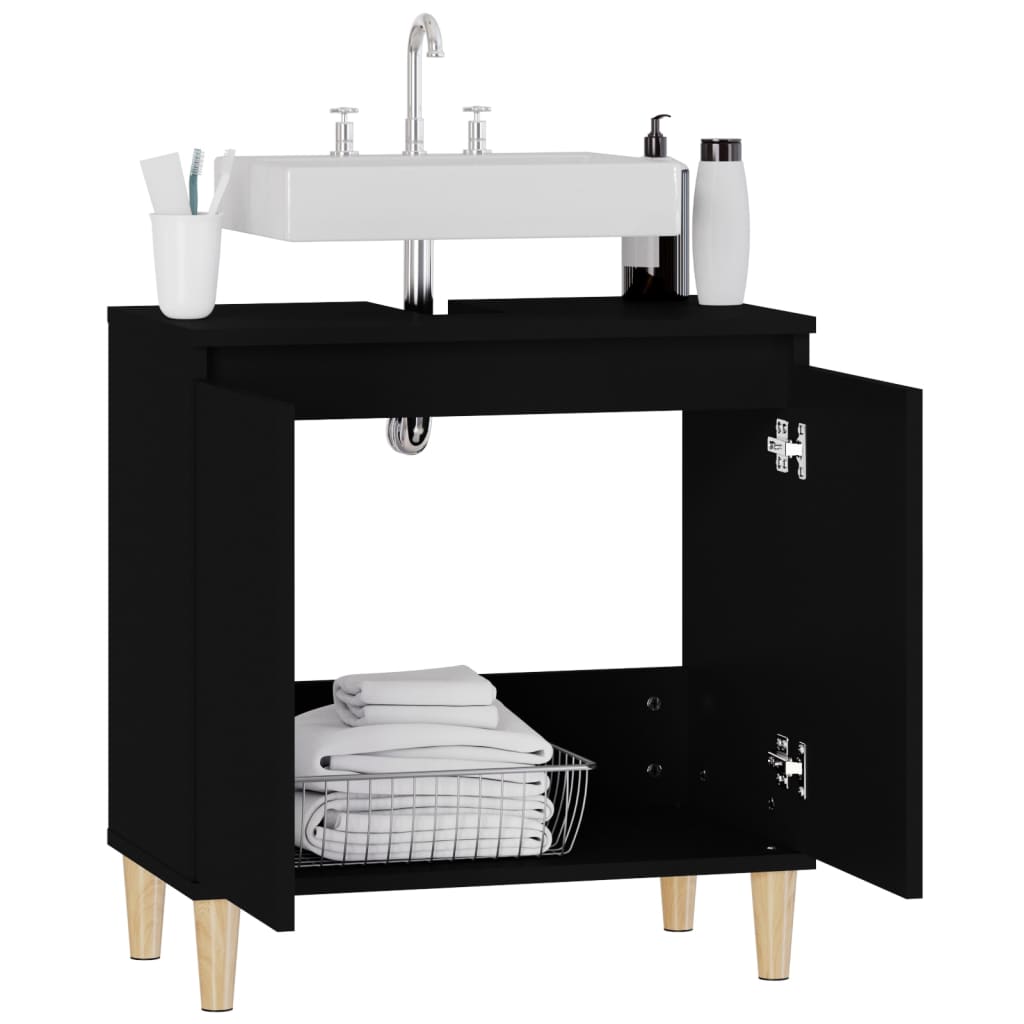 Washbasin Cabinet Black 58x33x60 cm Wood Material