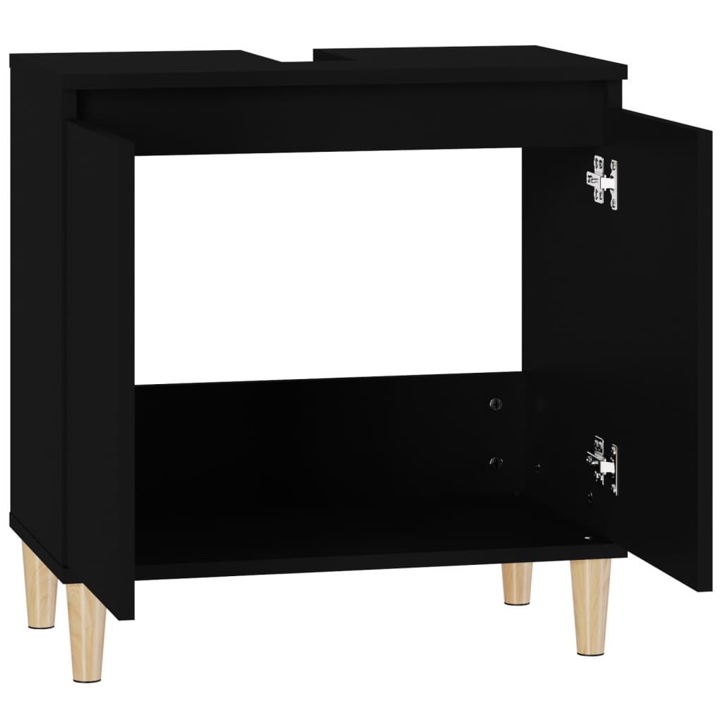 Washbasin Cabinet Black 58x33x60 cm Wood Material