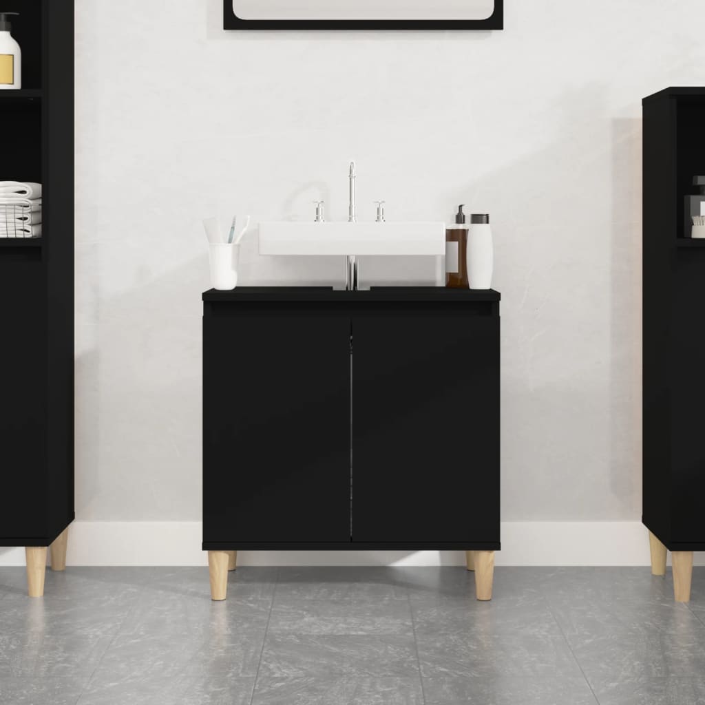 Washbasin Cabinet Black 58x33x60 cm Wood Material
