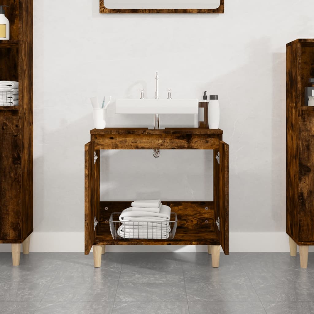 Washbasin base cabinet smoked oak 58x33x60 cm wood material
