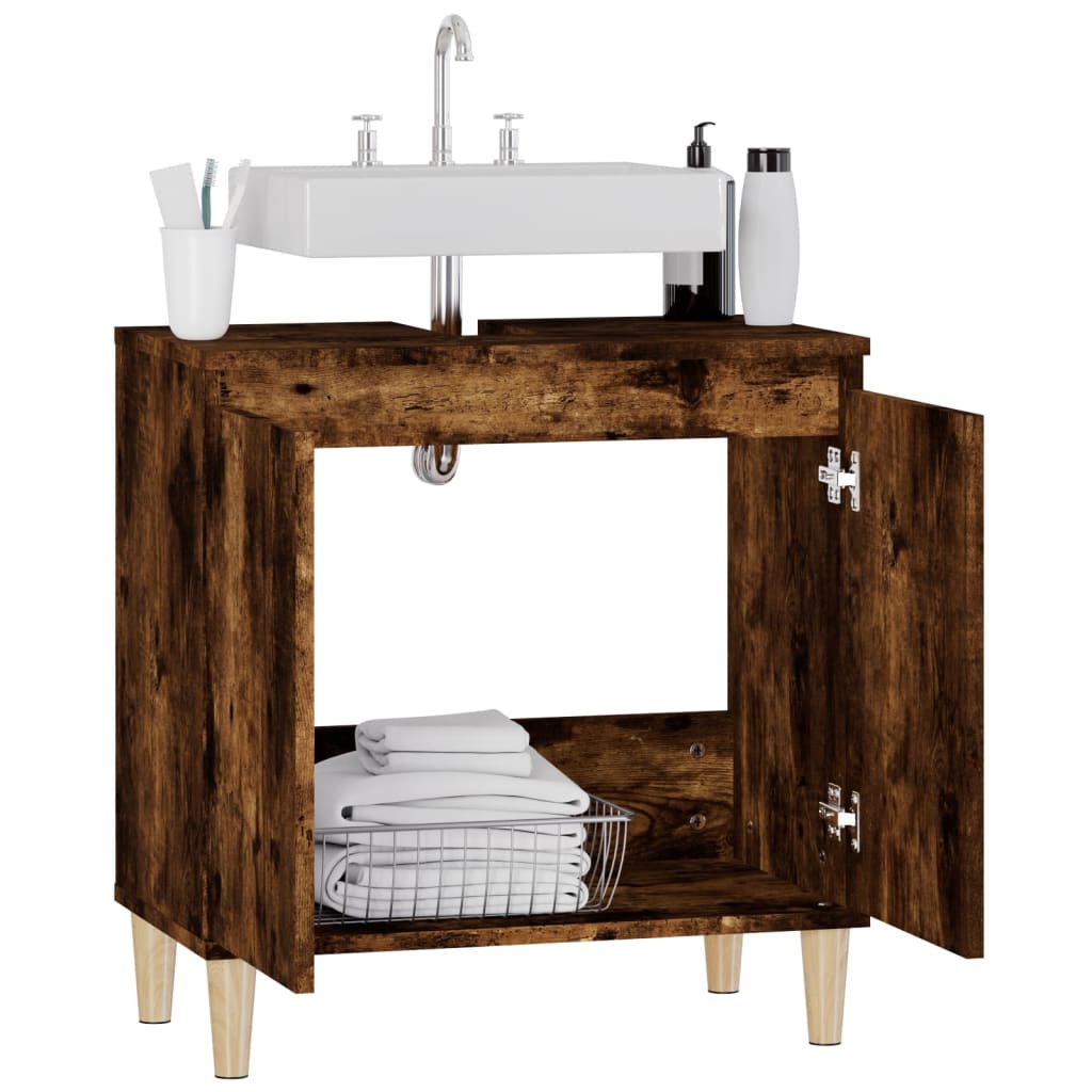 Washbasin base cabinet smoked oak 58x33x60 cm wood material